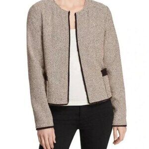 NWT Donna Karan Tweed Contrast Open Front Blazer. Size 4